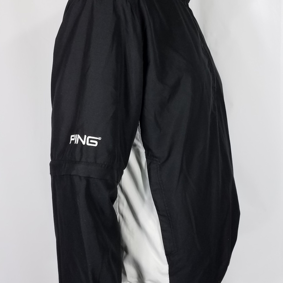 Ping black white lightweight 1/4 zip windbreaker jacket zip off sleeves Medium - Picture 7 of 8